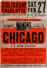 Chicago at the Charlotte Coliseum concert poster